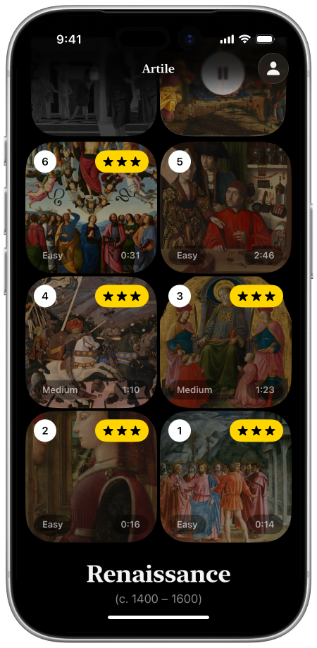 Painting detail page with artist, date and museum